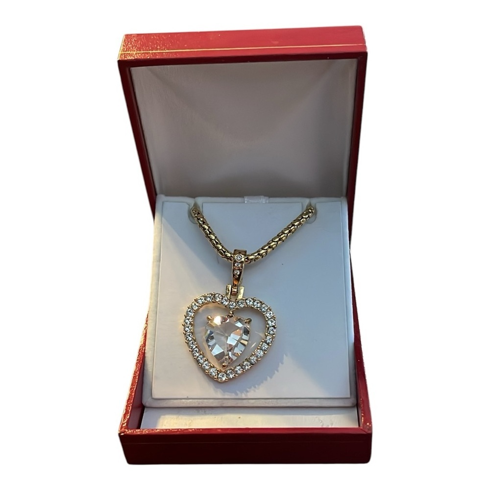 055 vintage Nolan Miller, crystal heart Pendant Necklace - Picture 3 of 6